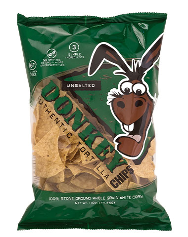 Donkey Brands Unsalted Donkey Chips Full Size Bag